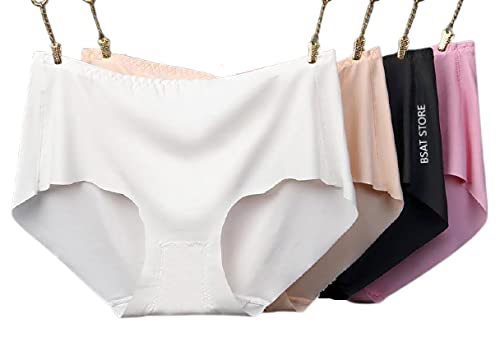 Women's Ice Silk Blend Invisible Lines No Show Hipster Panty (Pack of 4).